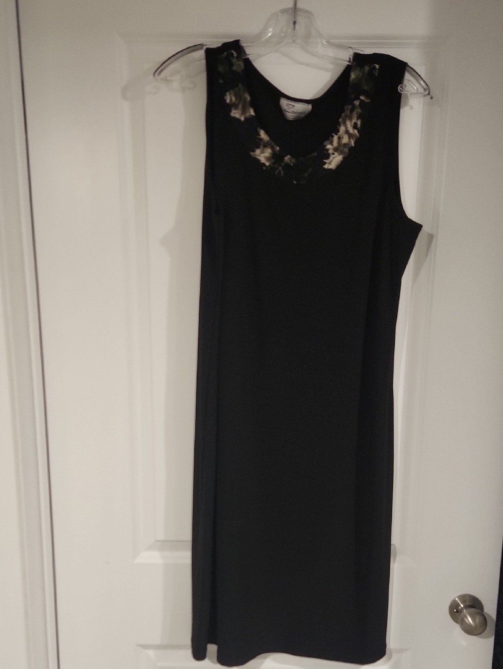 Moon Collection Black Midi Dress with Floral Trim